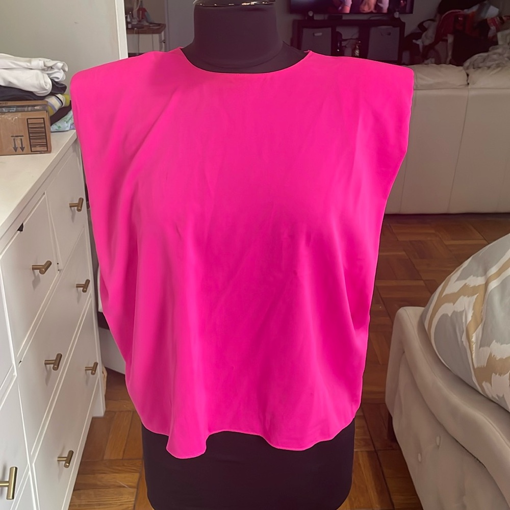 Aqua Hot Pink Shoulder Pad Tank